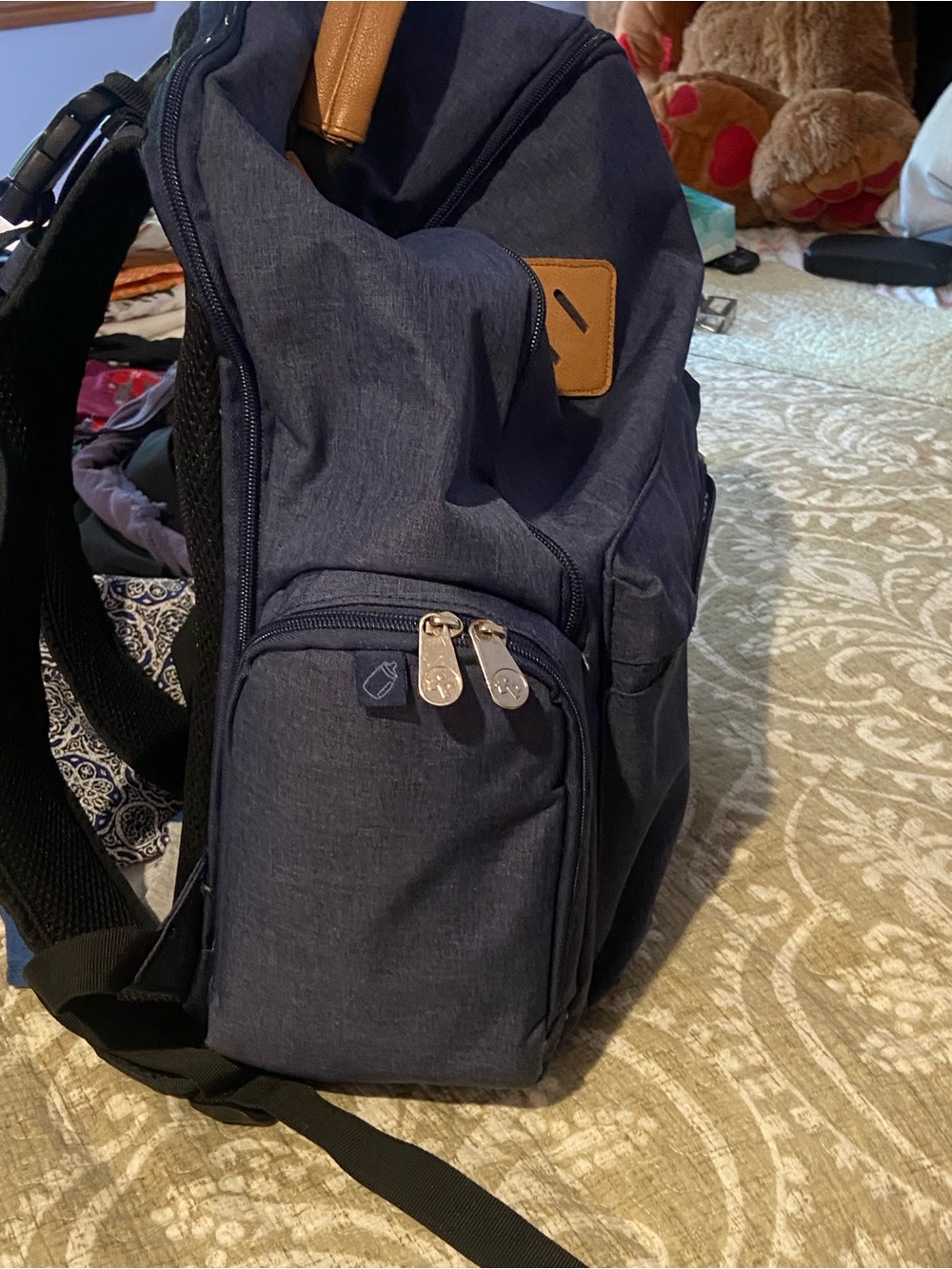 Fisher-Price Navy Blue baby diaper Backpack with Black Accents lots of space - Picture 8 of 13